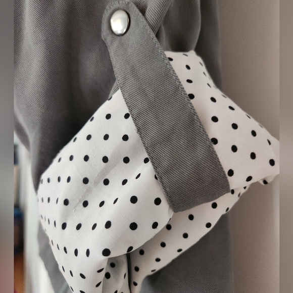 41 Hawthorne Gray Open Front Blazer with full polka dot lining Size XL - Picture 4 of 5